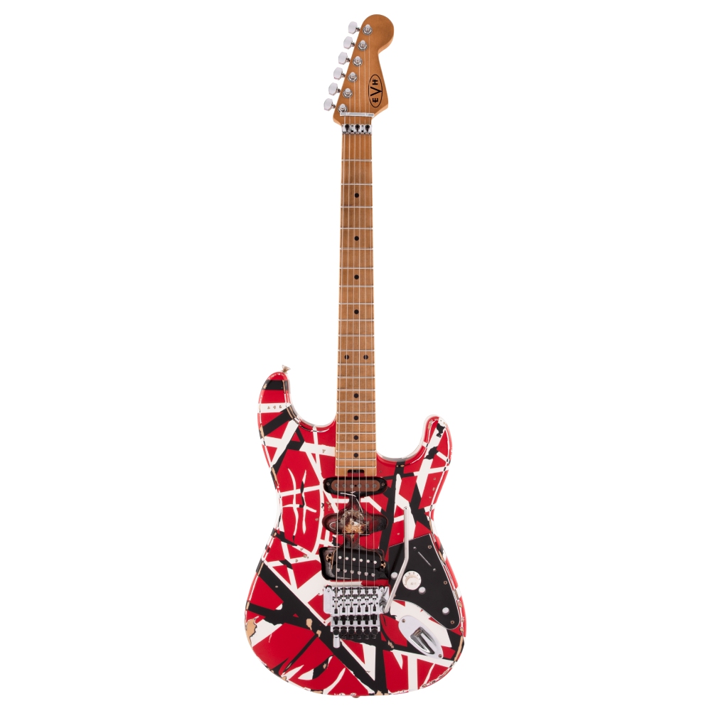 EVH Striped Frankenstein Frankie Akçaağaç Klavye Red with Black