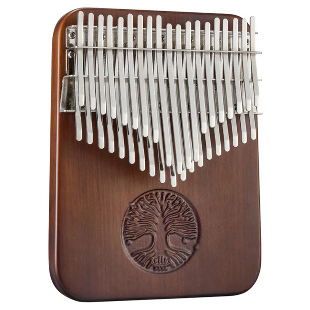 YOGIXO Kalimba 38 Notalı - Oyma Hayat Ağacı Desenli - Black Walnut Profesyonel