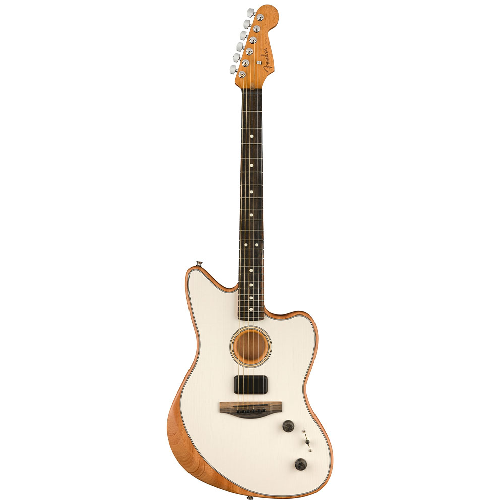 Fender American Acoustasonic Jazzmaster Abanoz Klavye Arctic White
