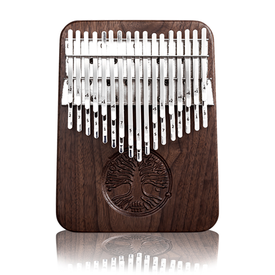YOGIXO KY34-WALNUT Profesyonel Kalimba Oyma Hayat Ağacı 34 Notalı (Siyah Ceviz)