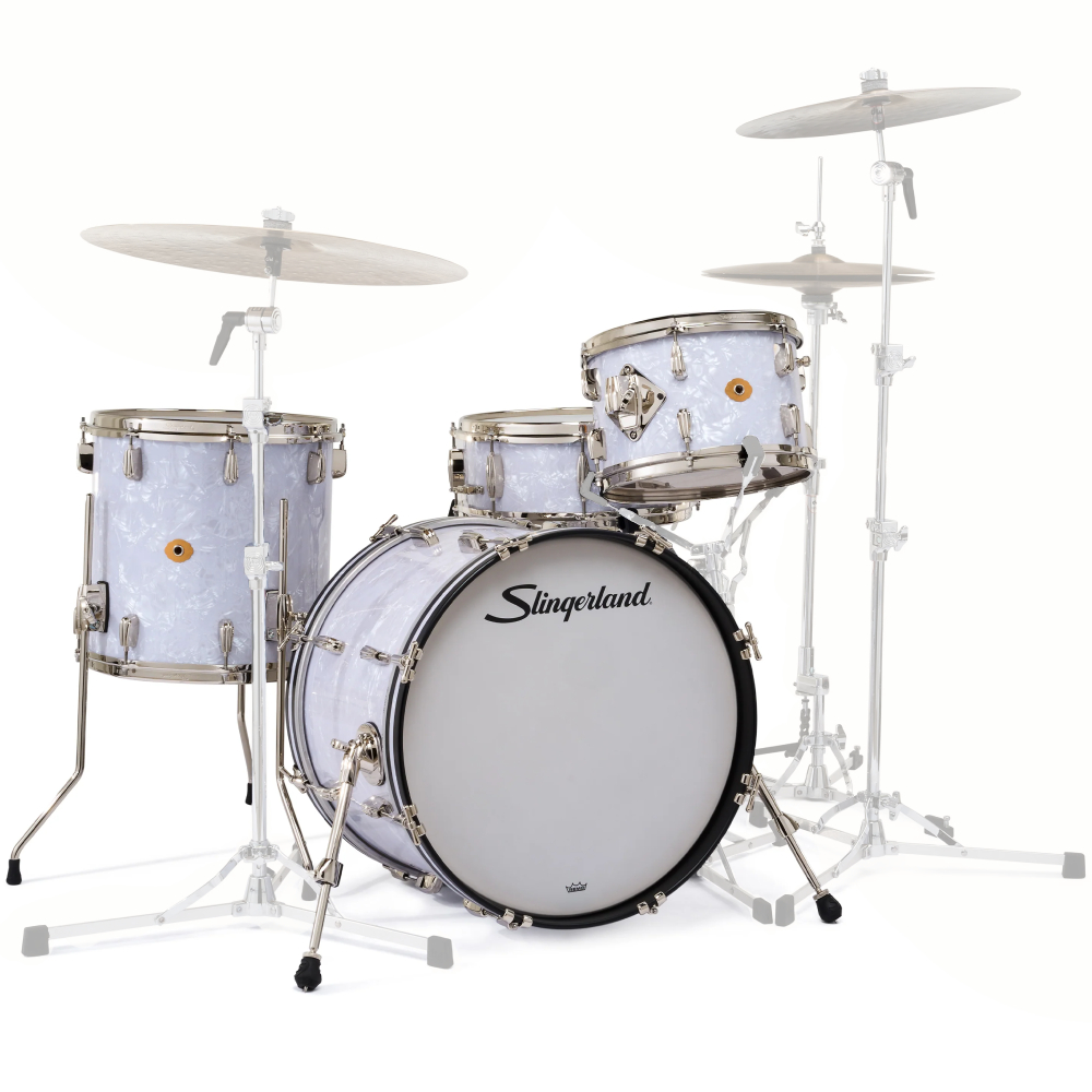 SLINGERLAND Radio King Outfit White Marine Pearl Wrap 4 Parça (20B/12T/14F/14S) Akustik Davul Seti