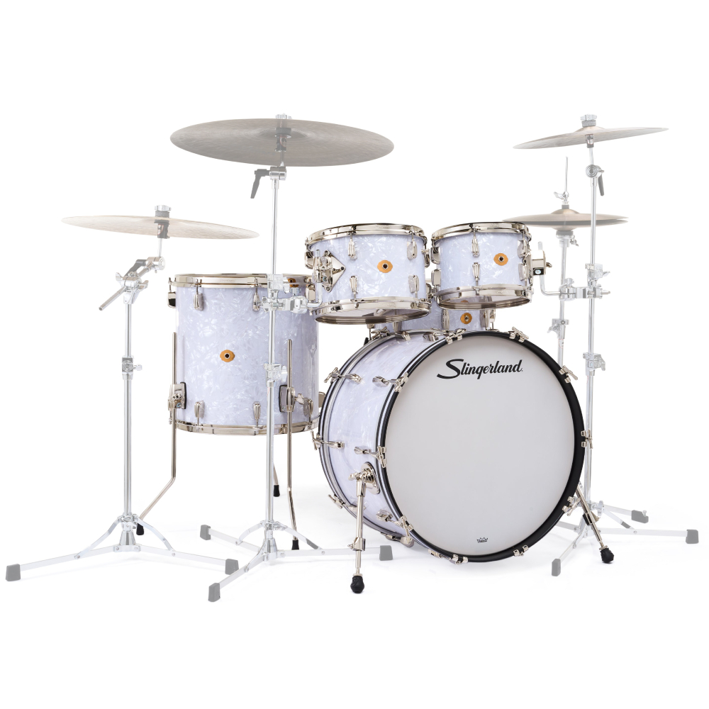 SLINGERLAND Radio King Outfit White Marine Pearl Wrap 5 Parça (22B/10T/12T/16F/14S) Akustik Davul Seti