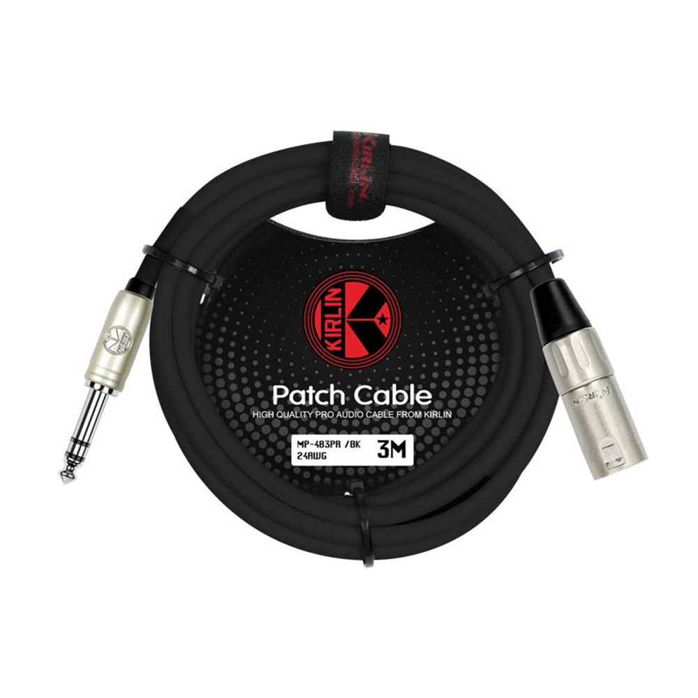 KIRLIN MP-483PR-3M-BK 3 Metre XLRm-TRS Stereo Kablo