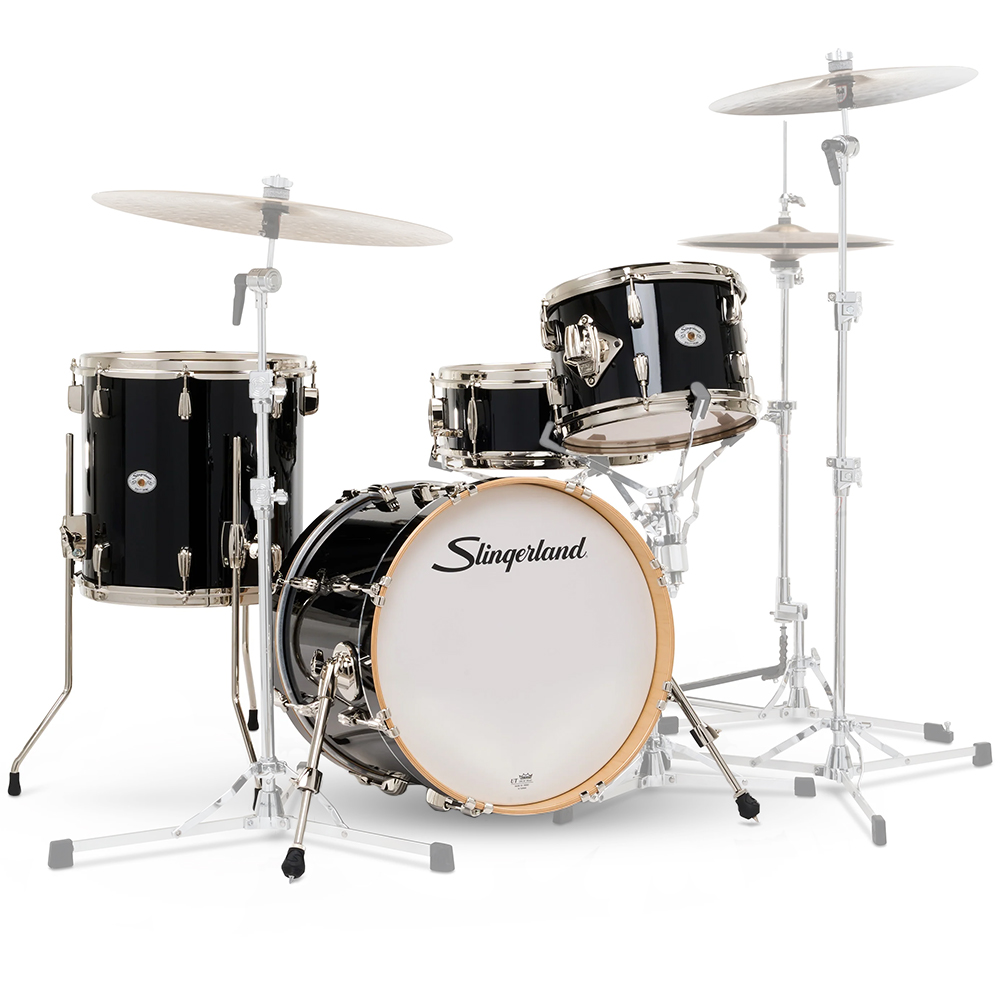 SLINGERLAND Studio King Outfit Del Norte Black Lacquer 4 Parça (18B/12T/14F/14S) Akustik Davul Seti