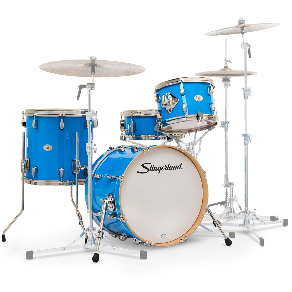 SLINGERLAND Studio King Outfit Lunar Blue Lacquer 4 Parça (18B/12T/14F/14S) Akustik Davul Seti