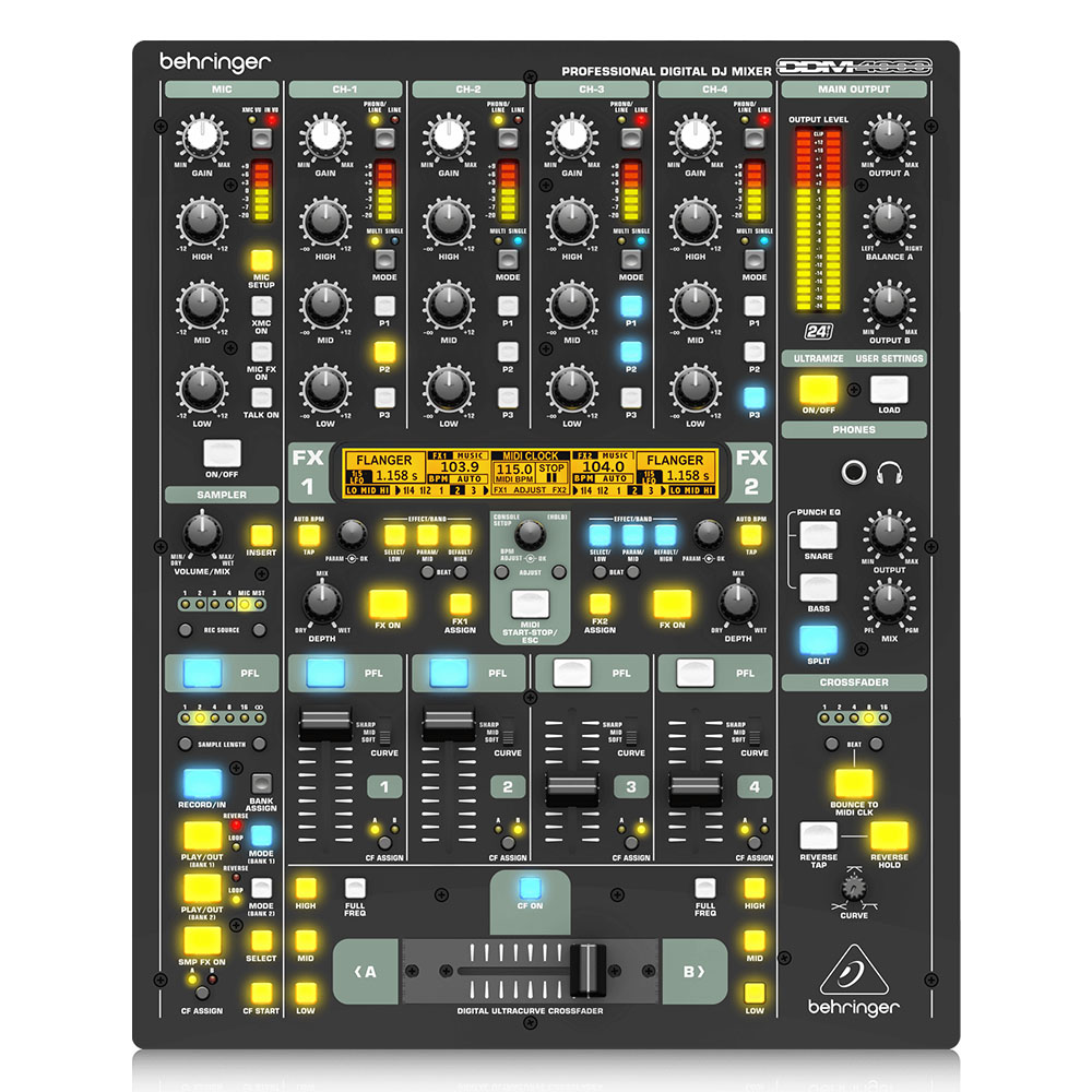 BEHRINGER デジタル4chDJミキサー DDM4000 エフェクト搭載 BEHRINGER DIGITAL PRO MIXER DDM4000 / DJ Fiyatı, Özellikleri
