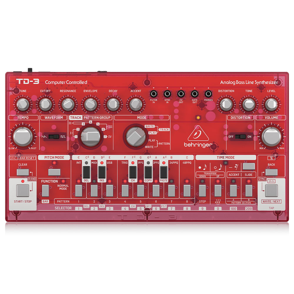 BEHRINGER TD-3-SB Analog Bass Line Synthesizer (Transparan Kırmızı)